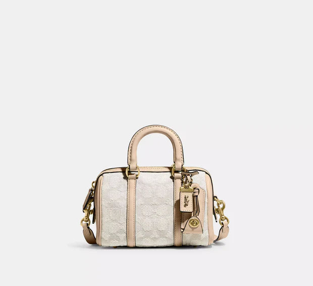 Coach Ruby Satchel Leather Shoulder Handbag Gray Gold/Satchel 25/Textile Jacquard/