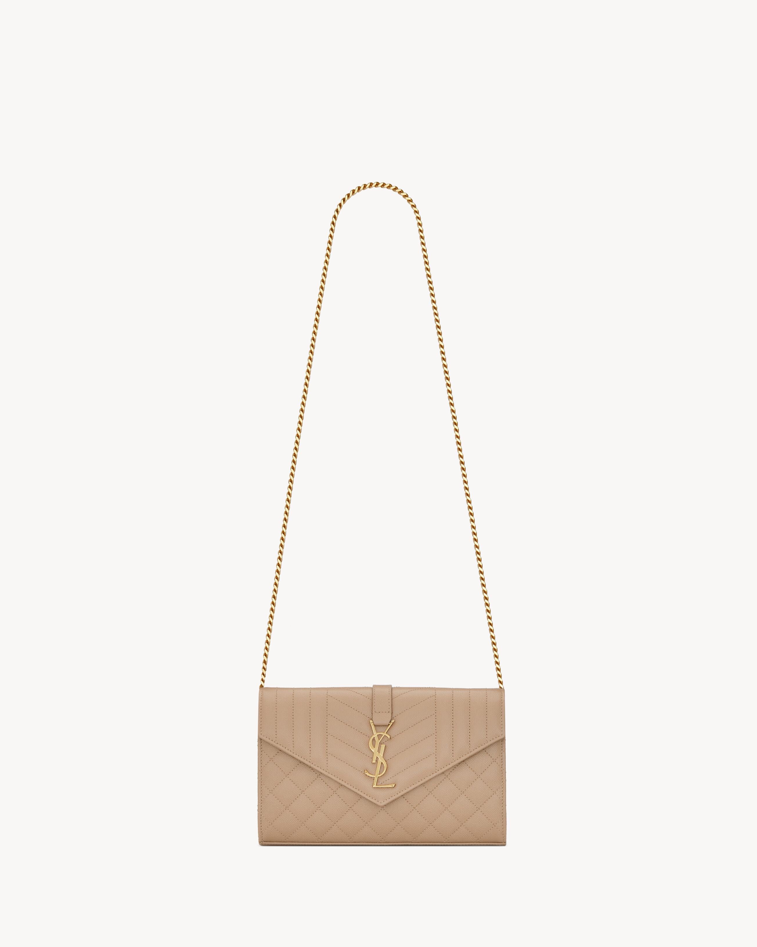 Saint Laurent Chevron TriQuilted Grained Leather Envelope Crossbody Bag