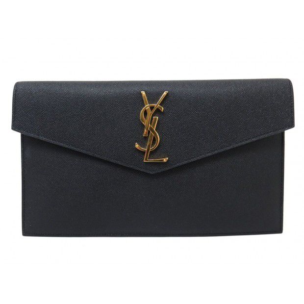 Saint Laurent Black Leather Uptown Clutch