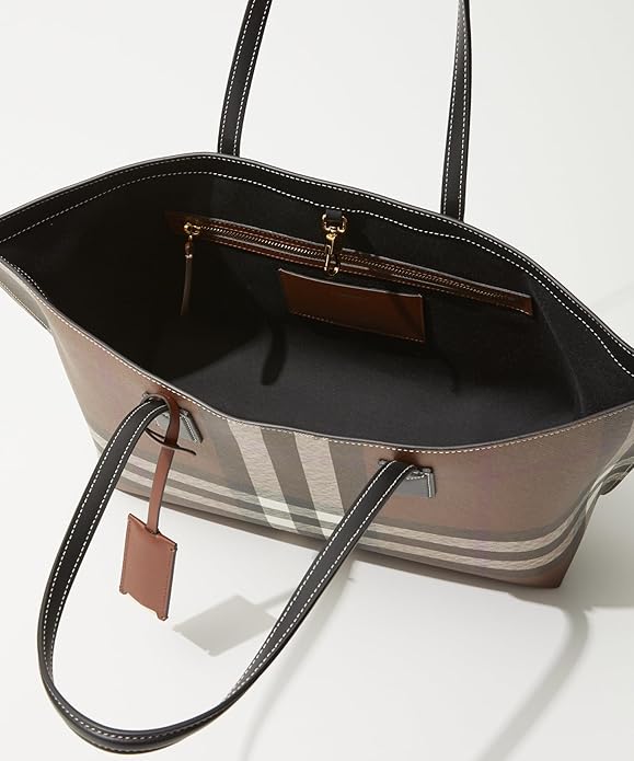 Burberry - Checked tote bag brown