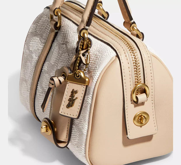 Coach Ruby Satchel Leather Shoulder Handbag Gray Gold/Satchel 25/Textile Jacquard/