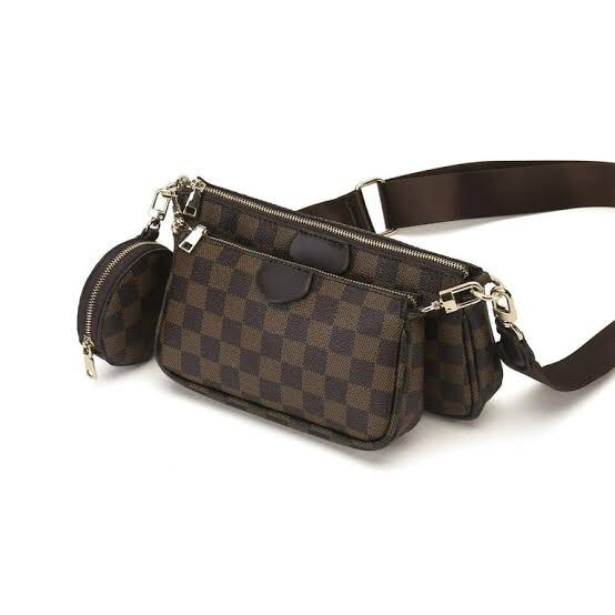 BUTIED Women Checkered Crossbody Leather Shoulder Handbags, Brown