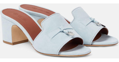 Loro Piana Women's Blue Summer Charms Suede Mules
