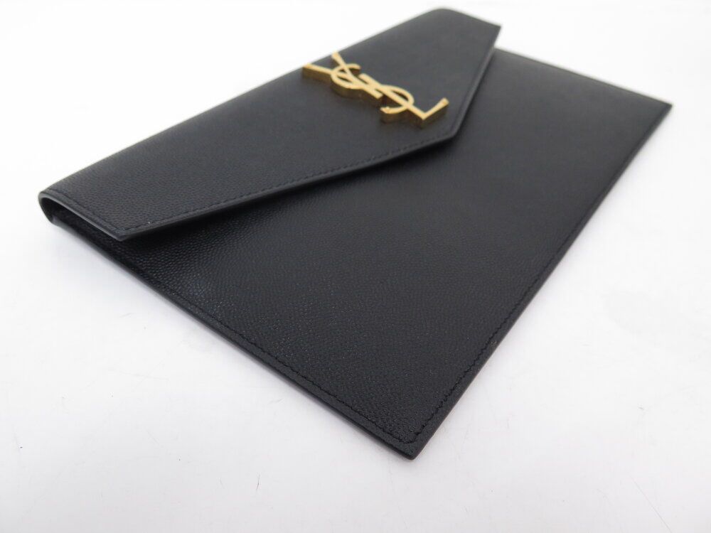 Saint Laurent Black Leather Uptown Clutch