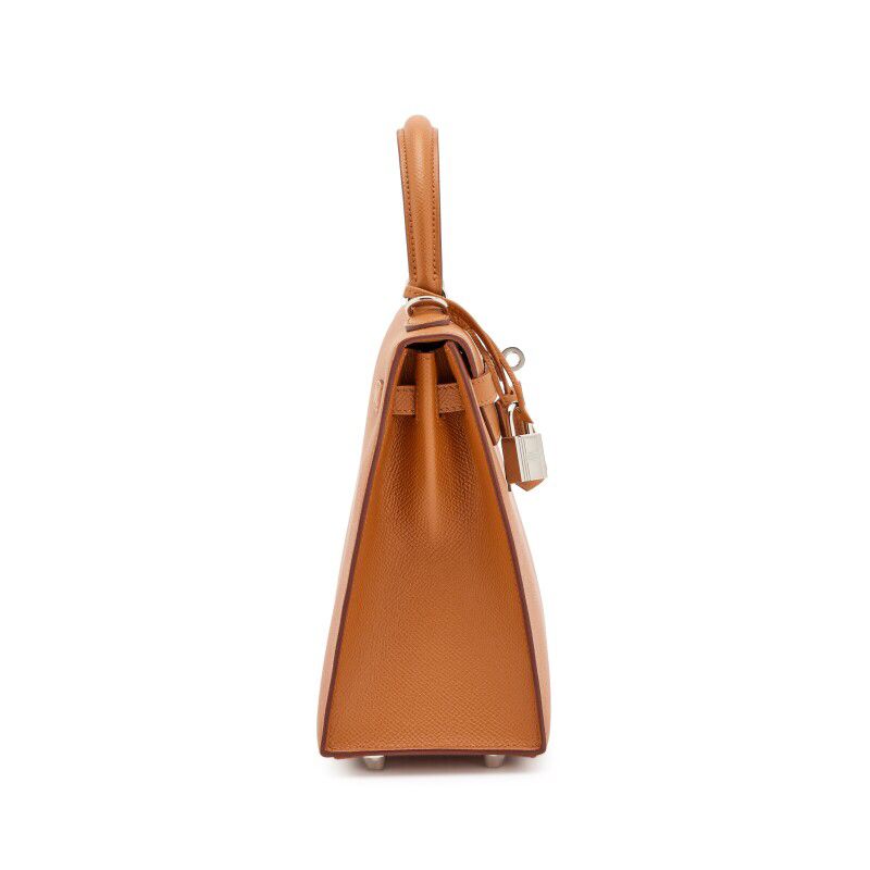 Hermès Epsom and Juane Ambre Verso Kelly Sellier Palladium Hardware