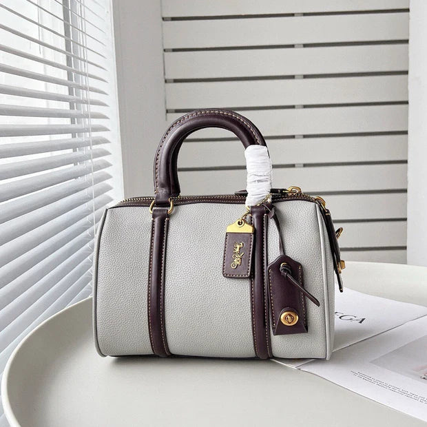 Coach Ruby Satchel Leather Shoulder Handbag Gray Gold/Satchel 25/Textile Jacquard/