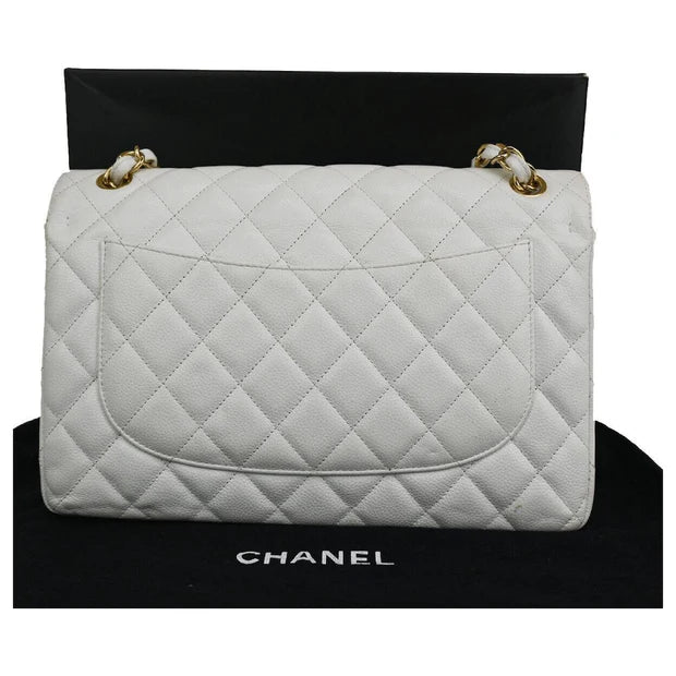 Chanel White Quilted Leather jambo Camellia Crush Flap Bag