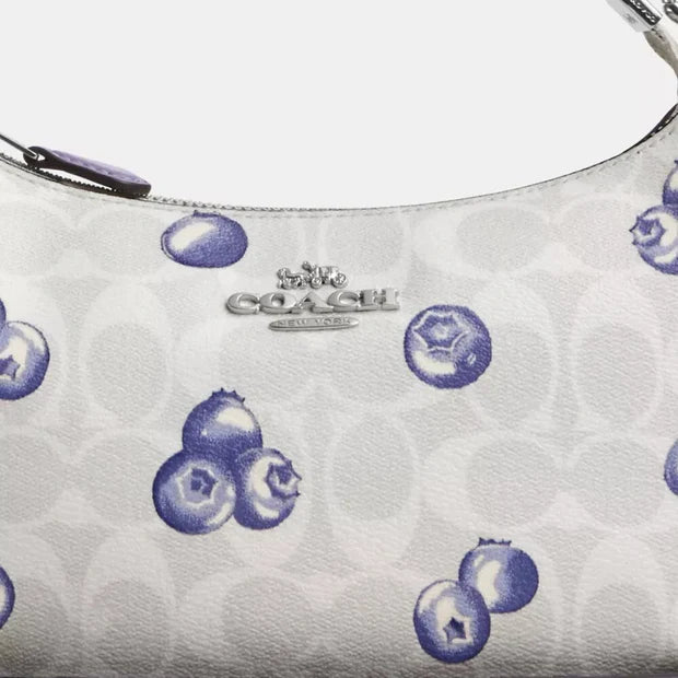COACH Teri 2Way Shoulder Bag Signature Canvas Blueberry Print